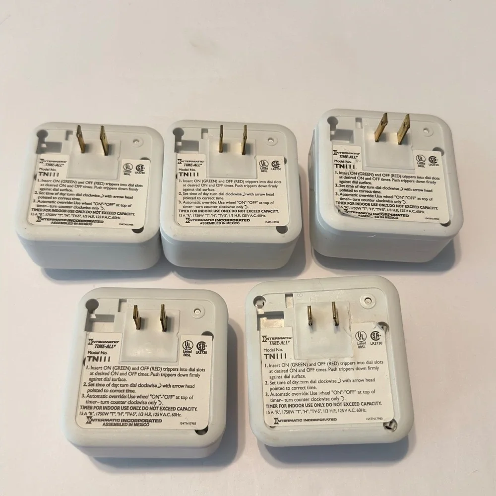 Lot of 5 Intermatic TN111 Time-All Mechanical Indoor Plug-In Outlet Timers White